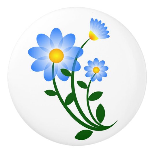BLAUWE STROMEN KERAMISCHE KNOP (Voorkant)