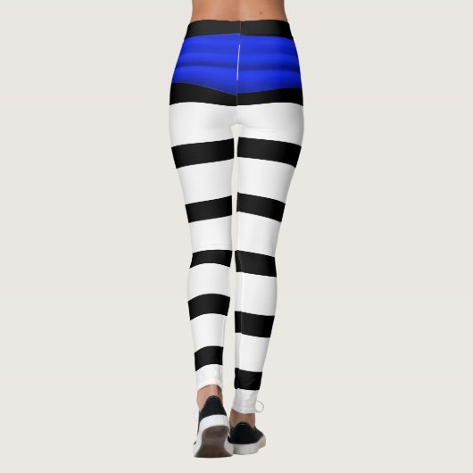 Blauwe strook en witte strepen leggings (Achterkant)