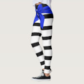 Blauwe strook en witte strepen leggings (Links)