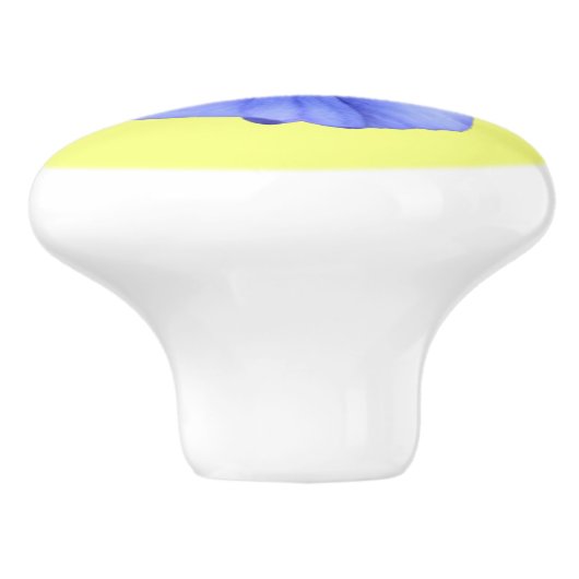 Blauwe strook op geel - Drawer Keramische Knop (Zijkant)