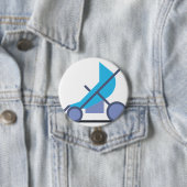 blauwe strook ronde button 7,6 cm (In situ)