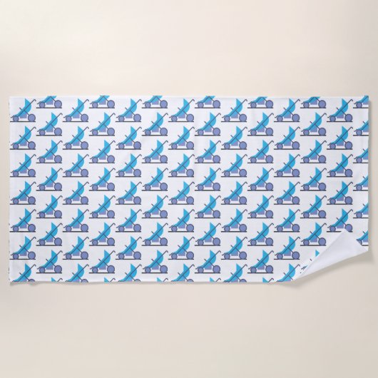 blauwe strook strandlaken (Voorkant)