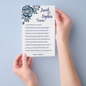 BLAUWE STROOMBRIDE EN GROOM-TRIVIATIEKAART FLYER (Hand)