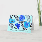 BLAUWE STROOMSTROOM WATERVERF ART BIRTHDAY KAART (Voorkant)