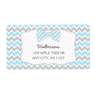 Blauwe stropdas baby shower adresetiketten etiket