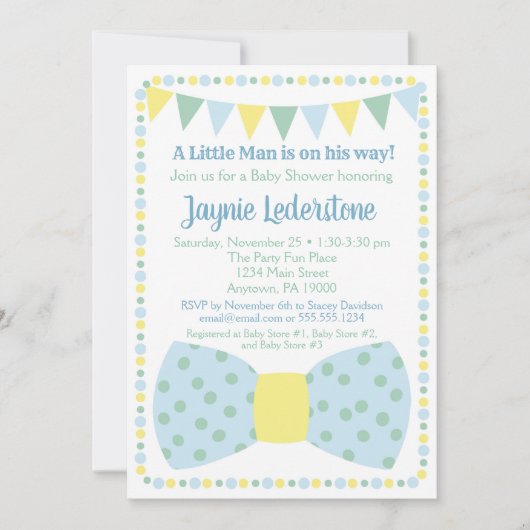 Blauwe Stropdas Baby shower Kaart (Voorkant)