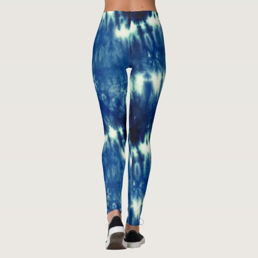 Blauwe stropdas kleurstofpatroon leggings (Achterkant)