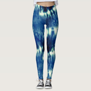Blauwe stropdas kleurstofpatroon leggings