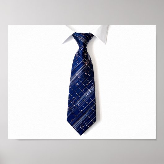 blauwe stropdas op witte achtergrond poster (Voorkant)