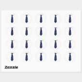 blauwe stropdas op witte achtergrond ronde sticker (Vel)