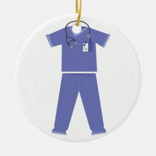 Blauwe struiken keramisch ornament