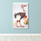 Blauwe STRUISVOGEL Canvas Afdruk (Insitu (Houten vloer))