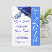 Blauwe stuifmep en tassel kaart (Staand voorkant)