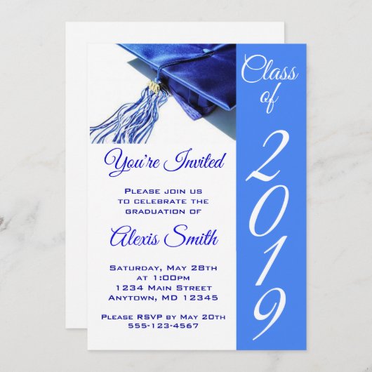 Blauwe stuifmep en tassel kaart (Voorkant / Achterkant)