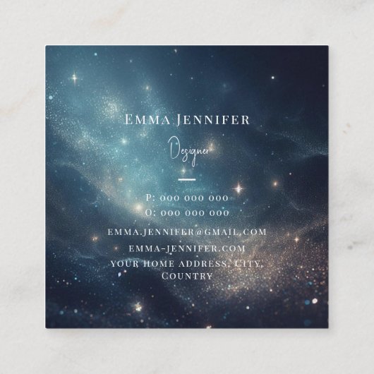 Blauwe Subtiele zachte glitter achtergrond Vierkante Visitekaartje (Achterkant)