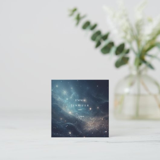 Blauwe Subtiele zachte glitter achtergrond Vierkante Visitekaartje (Staand voorkant)