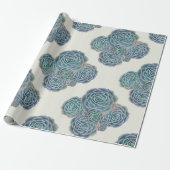 Blauwe successen op Ecru All Occasion Gift Wrap Cadeaupapier (Uitgerold)