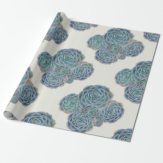 Blauwe successen op Ecru All Occasion Gift Wrap Cadeaupapier (Uitgerold)