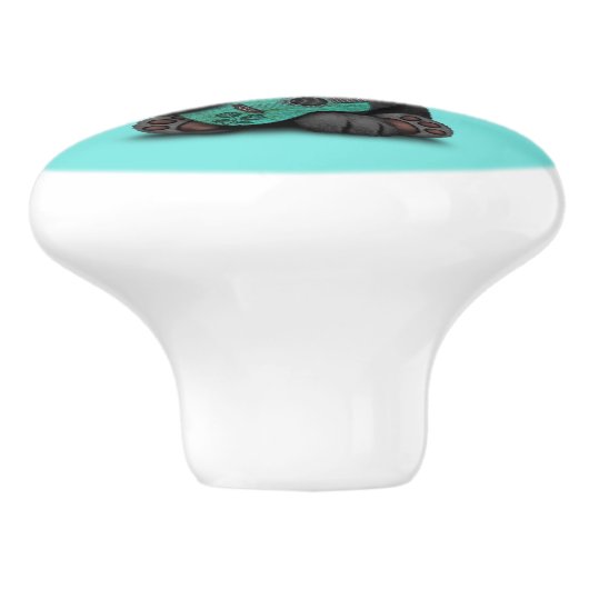 Blauwe suiker keramische knop (Zijkant)