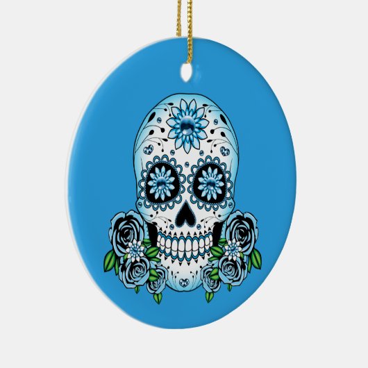 Blauwe Suikerhuid Keramisch Ornament (Rechts)