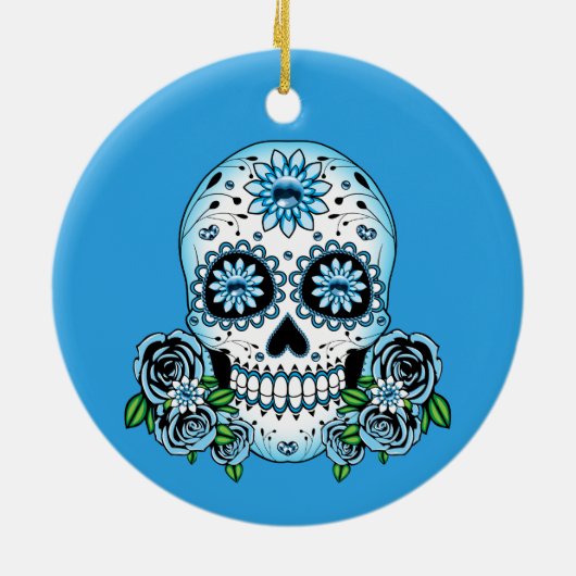 Blauwe Suikerhuid Keramisch Ornament (Achterkant)