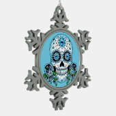 Blauwe Suikerhuid Tin Sneeuwvlok Ornament (Links)