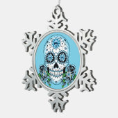 Blauwe Suikerhuid Tin Sneeuwvlok Ornament (Rechts)