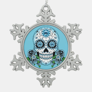 Blauwe Suikerhuid Tin Sneeuwvlok Ornament