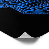 Blauwe suikerschedel op zwart poster (Hoek)