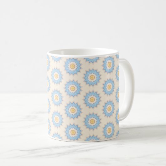 Blauwe Sunburst Geometrie Koffiemok (Voorkant rechts)