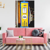 Blauwe Sunoco vintage benzinepomp Canvas Afdruk (Insitu (Woonkamer))