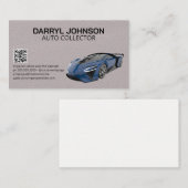 blauwe supercar | leer | QR-code Visitekaartje (Voorkant / Achterkant)
