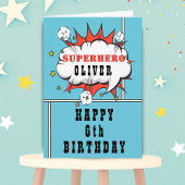 Blauwe superheld Comic Speech Bubble Boy Birthday Kaart