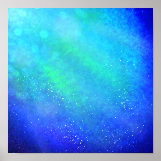 Blauwe Supernova – Levendige digitale kunstprint Poster (Voorkant)