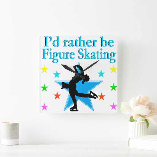 BLAUWE SUPERSTER FIGUUR SCHAATSER VIERKANTE KLOK (Huis)