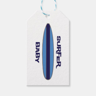 Blauwe surfer-Baby Cadeaulabel