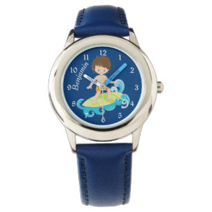 Blauwe Surfer Jongen Kinder Horloge