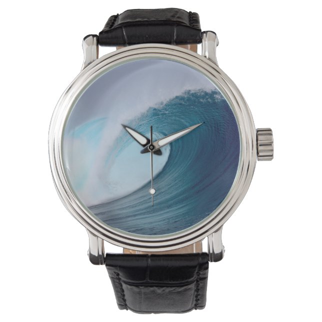 Blauwe surfgolf tropische oceaan horloge (Voorkant)