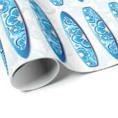 Blauwe surfplanken Zomstrand strandkunst Cadeaupapier (Rol Hoek)