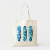 Blauwe surfplanken Zomstrand strandkunst Tote Bag (Voorkant)