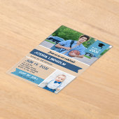 Blauwe Swallowtail Banners Foto's Afstudeerfeest Acryl Uitnodigingen (Laagn)