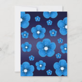 Blauwe Sweet16 Bloem & Tiara Verjaardag Uitnodigen Kaart (Achterkant)