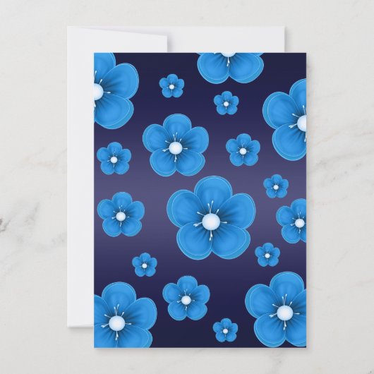 Blauwe Sweet16 Bloem & Tiara Verjaardag Uitnodigen Kaart (Achterkant)