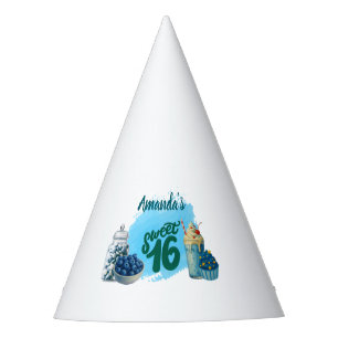 Blauwe Sweet Sixteen Feesthoeden Feesthoedjes