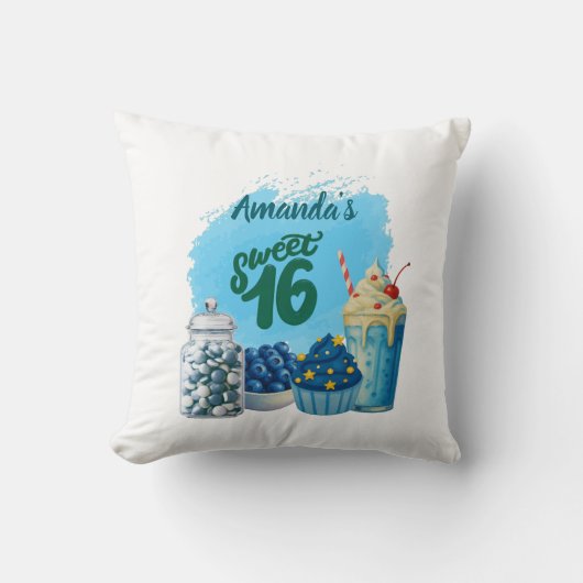 Blauwe Sweet Sixteen Kussen (Voorkant)