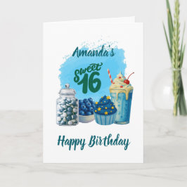 Blauwe Sweet Sixteen Verjaardagskaart Kaart