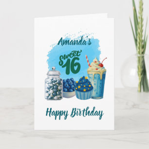 Blauwe Sweet Sixteen Verjaardagskaart Kaart