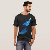 blauwe symmetrische vis t-shirt (Voorkant volledig)
