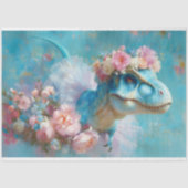 Blauwe T-Rex Ballerina Floral Crown Decoupage Tissuepapier (Voorkant)