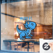 Blauwe T rex dinosaurus Raamsticker (Cafe Raam)